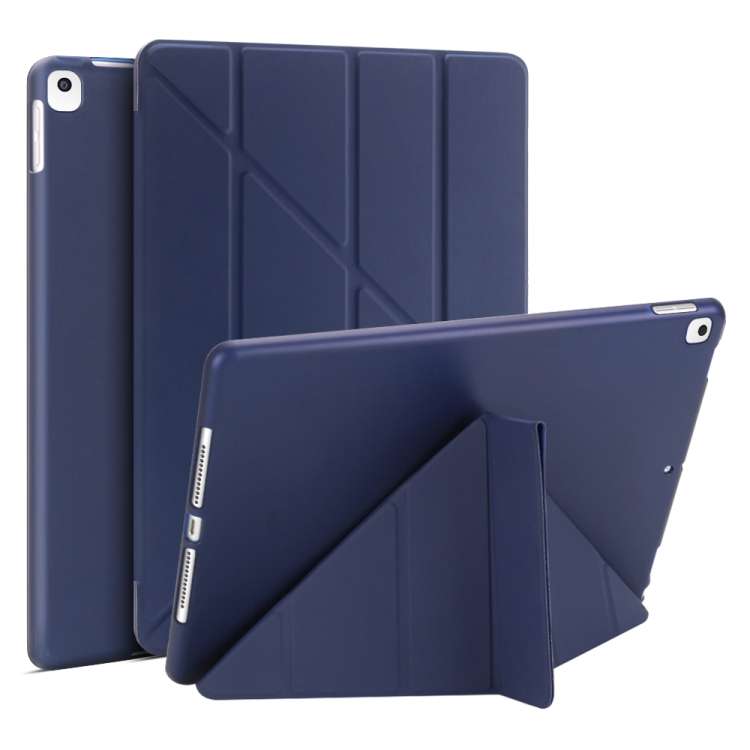 Multi-folding PU Leather Matte TPU Tablet Case For iPad Pro 10.2 2021 / 2020 / 10. ... (Dark Blue)