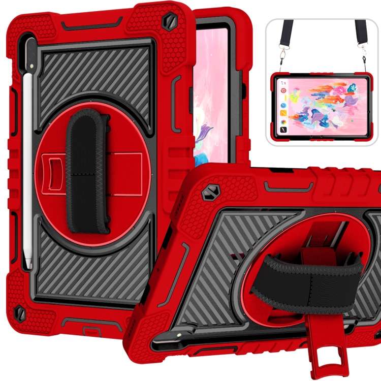 For Samsung Galaxy Tab S7 / S8 360 Degree Rotation Contrast Color Silicone+PC Tabl ... (Red+Black)