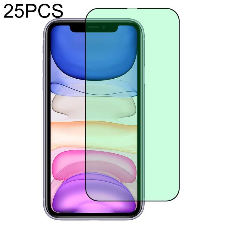 For iPhone 11 / XR 25pcs Green Light Eye Protection Tempered Glass Film