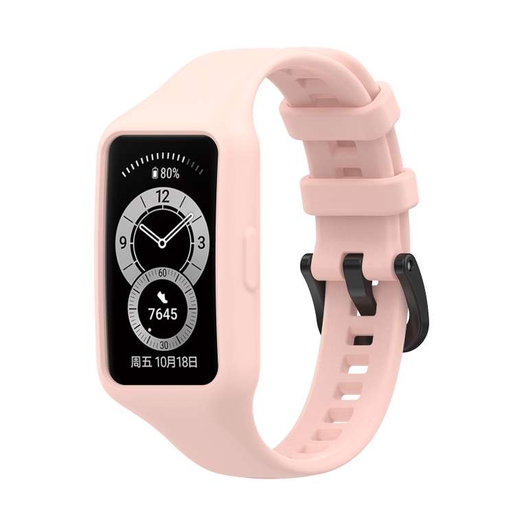 For Huawei Band 7 / 6 Pro / 6 / Honor Band 7 / 6 Universal Integrated Silicone Wa ... (Light Pink)