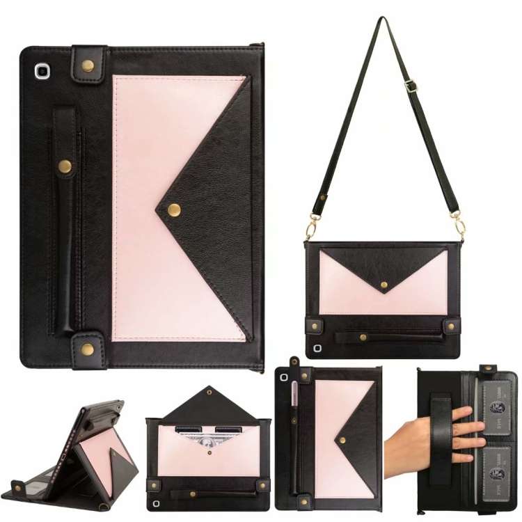 For Samsung Galaxy Tab S5e T720 Envelope Color Matching Leather Tablet Case(Black Rose Gold)
