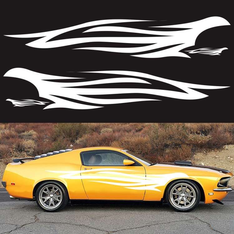 2 PCS/Set D-926 Fire Totem Pattern Car Modified Decorative Sticker(White)