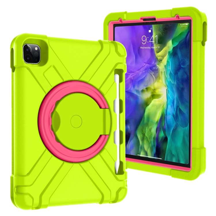 For iPad Pro 11 (2020) PC + Silicone Shockproof Combination Tablet Case ... (Grass Green+Rose Red)