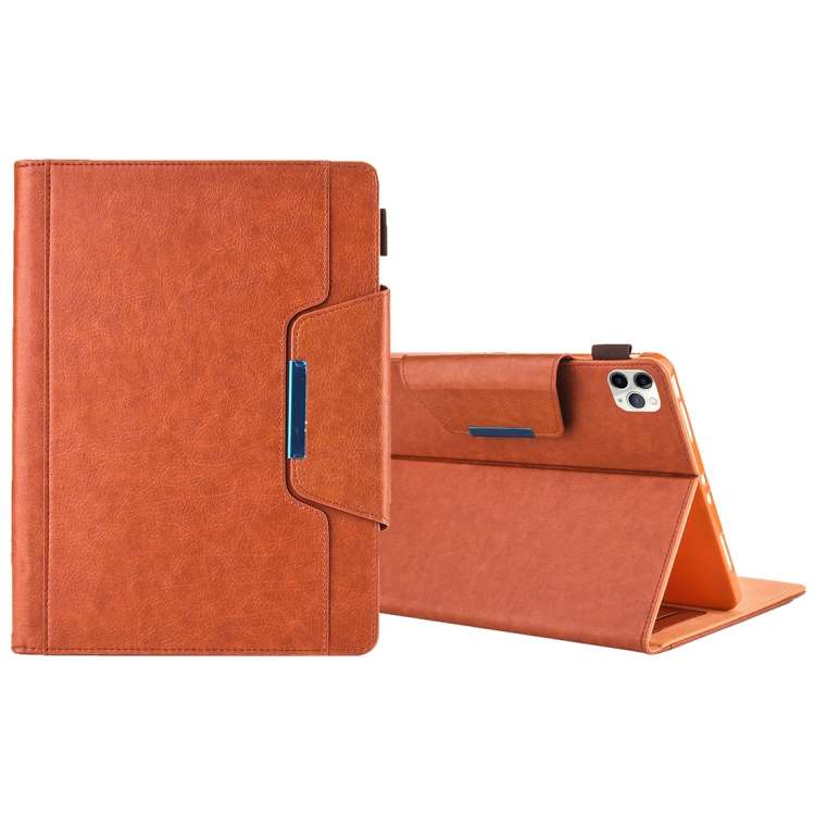 For iPad Pro 11 (2020) & (2018) Big Metal Button Business Tablet PC Protective Leather ... (Brown)