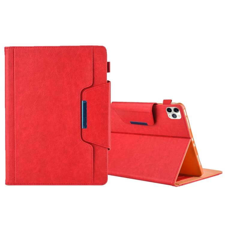 For iPad Pro 11 (2020) & (2018) Big Metal Button Business Tablet PC Protective Leather C ... (Red)