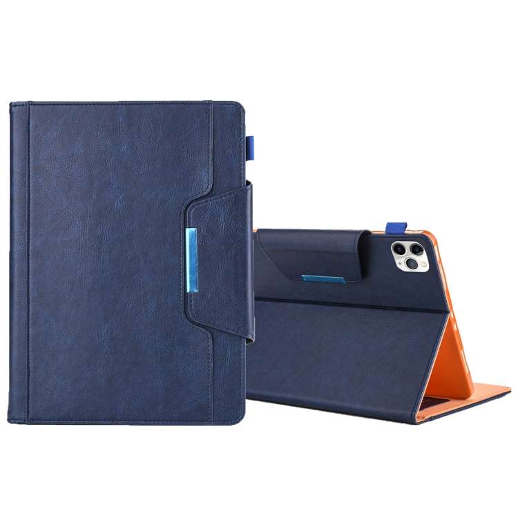For iPad Pro 11 (2020) & (2018) Big Metal Button Business Tablet PC Protective Leather ... (Blue)