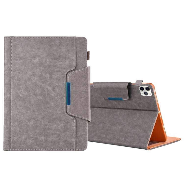 For iPad Pro 11 (2020) & (2018) Big Metal Button Business Tablet PC Protective Leather ... (Gray)