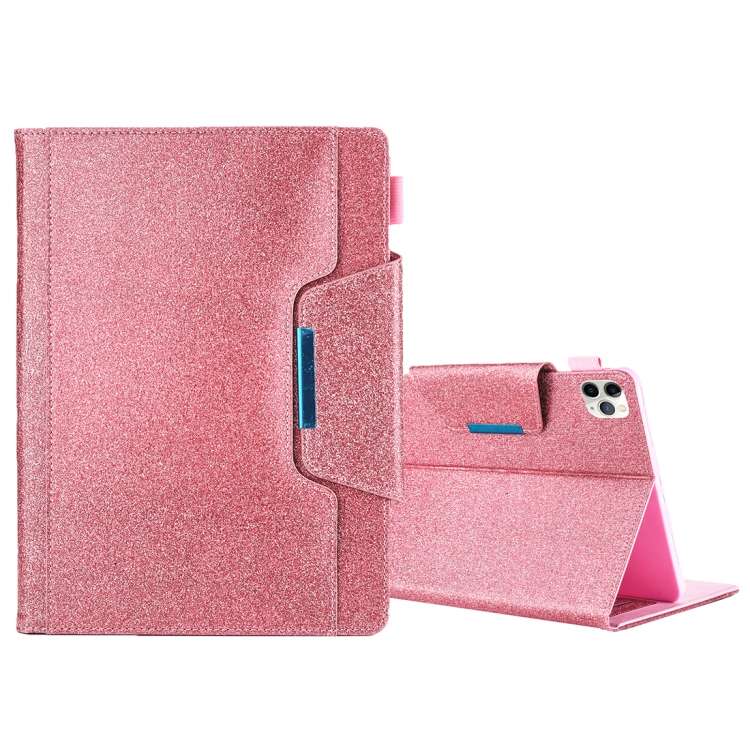 For iPad Pro 11 (2020) & (2018) Big Metal Button Business Tablet PC Protective Leather ... (Pink)
