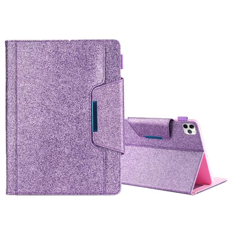 For iPad Pro 11 (2020) & (2018) Big Metal Button Business Tablet PC Protective Leathe ... (Purple)
