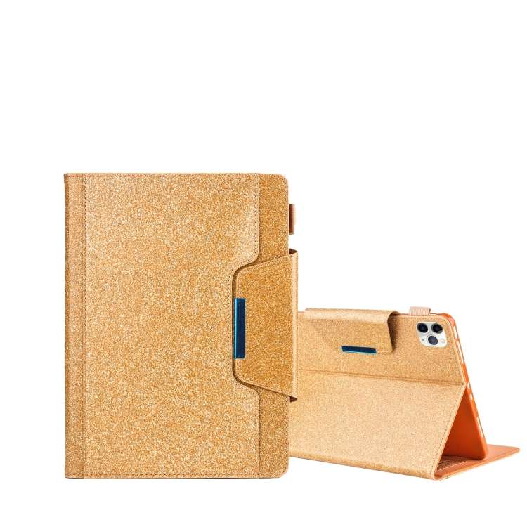 For iPad Pro 11 (2020) & (2018) Big Metal Button Business Tablet PC Protective Leather ... (Gold)
