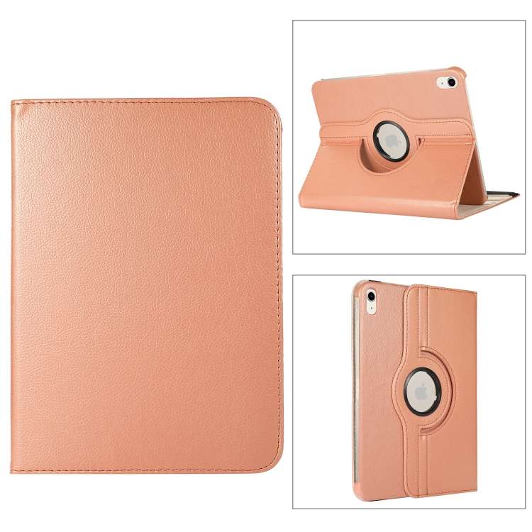For iPad 2025 / 2022 360 Degree Rotation Litchi Texture Flip Leather Tablet Case w ... (Rose Gold)