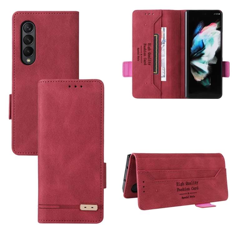 For Samsung Galaxy Z Fold4 Magnetic Clasp Flip Leather Phone Case(Red)