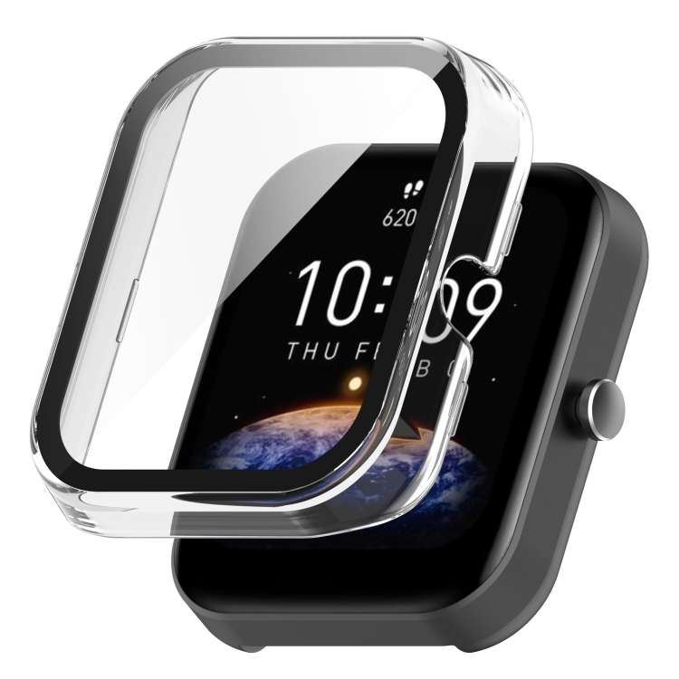 For Amazfit Bip3 / Bip3 Pro PC+ Toughened Film Fully Enclosed Protective W ... (Transparent White)