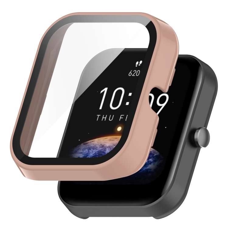For Amazfit Bip3 / Bip3 Pro PC+ Toughened Film Fully Enclosed Protective Watch Case(Pink)