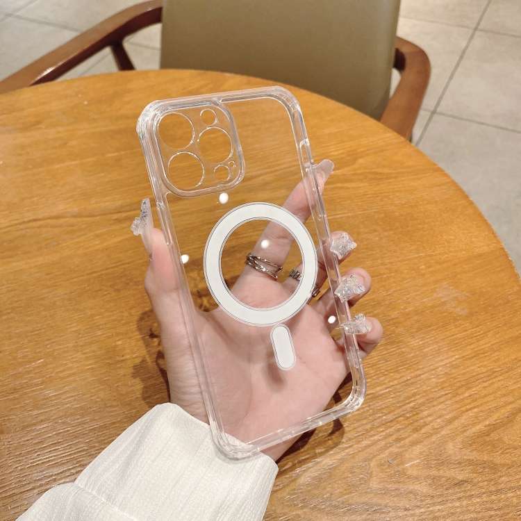 For iPhone 11 Pro Max Fine Hole MagSafe Magnetic Clear Acrylic TPU Case(Transparent)