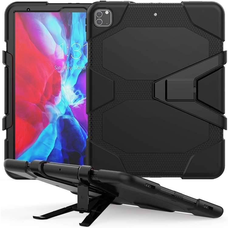 For iPad Pro 12.9 inch (2020) Shockproof Colorful Silicon + PC Protective Tablet Case ... (Black)
