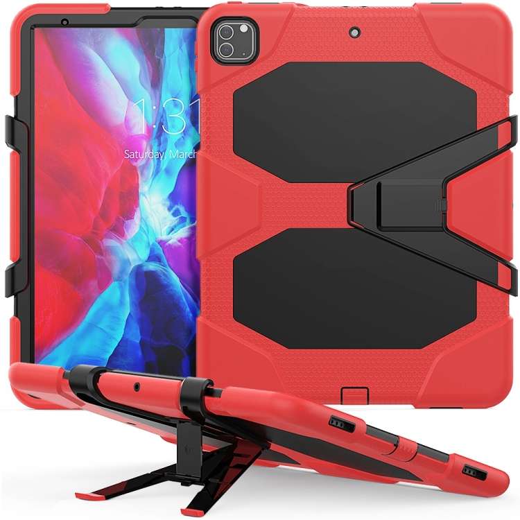 For iPad Pro 12.9 inch (2020) Shockproof Colorful Silicon + PC Protective Tablet Case wi ... (Red)