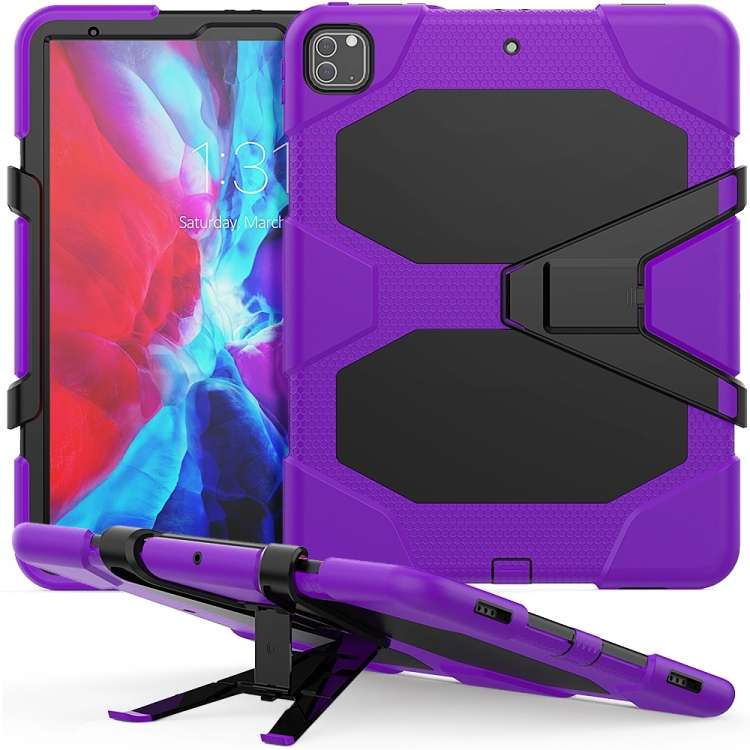 For iPad Pro 12.9 inch (2020) Shockproof Colorful Silicon + PC Protective Tablet Case ... (Purple)