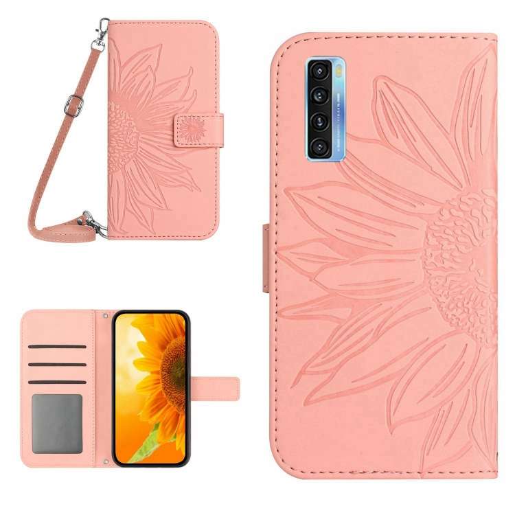 For TCL 20S / 20 5G / 20L / 20L+ Skin Feel Sun Flower Pattern Flip Leather Phone Case w ... (Pink)