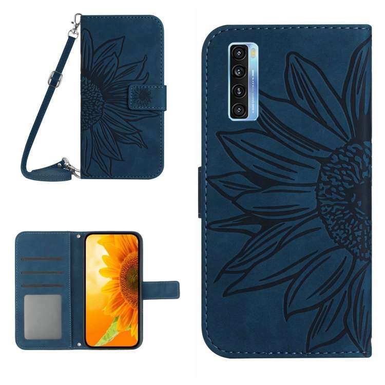 For TCL 20S / 20 5G / 20L / 20L+ Skin Feel Sun Flower Pattern Flip Leather Phone C ... (Inky Blue)
