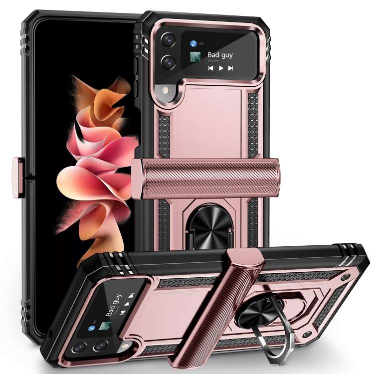 For Samsung Galaxy Z Flip3 5G Shockproof TPU + PC Protective Phone Case with 360 D ... (Rose Gold)