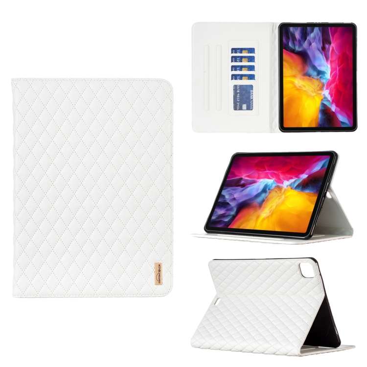 For iPad Pro 11 2022 / 2021 / 2020 Elegant Rhombic Texture Horizontal Flip Leather Tab ... (White)