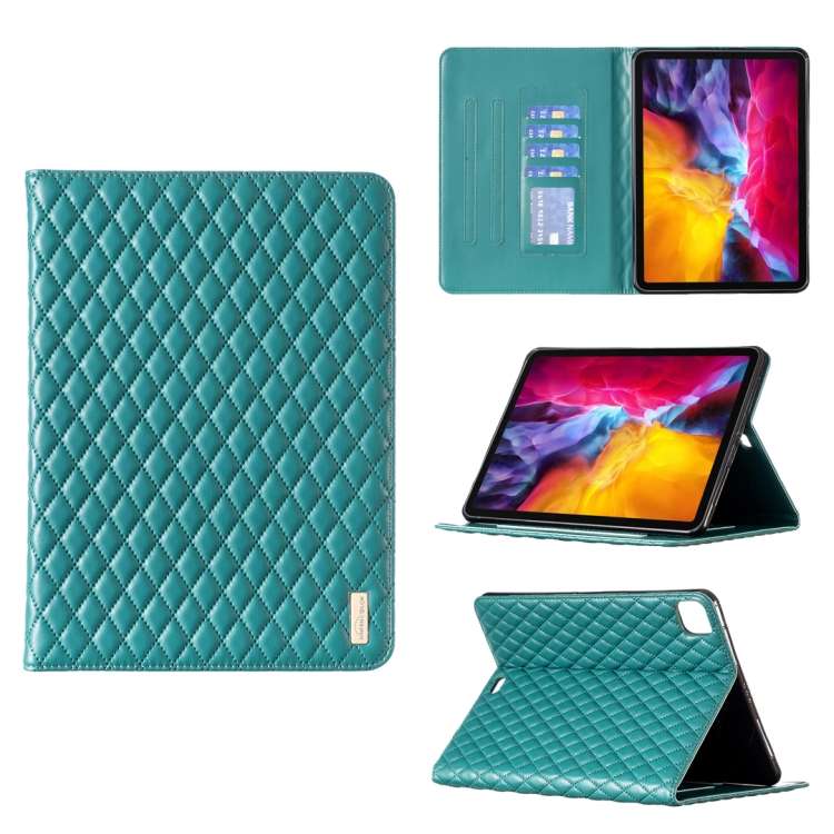 For iPad Pro 11 2022 / 2021 / 2020 Elegant Rhombic Texture Horizontal Flip Leather Tab ... (Green)
