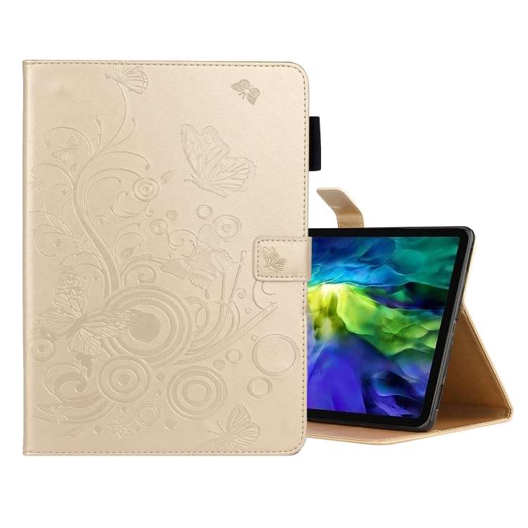 For iPad Pro 11 (2020) Butterflies Embossing Pattern Horizontal Flip Leather Tablet Cas ... (Gold)