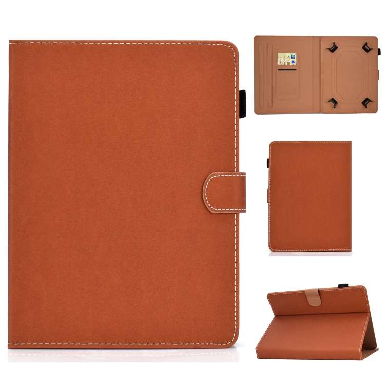 For 7 inch Solid Color Tablet PC Universal Magnetic Horizontal Flip Leather Case with ... (Brown)