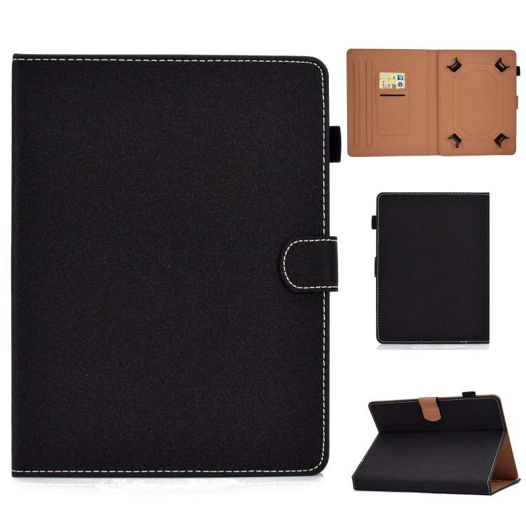 For 7 inch Solid Color Tablet PC Universal Magnetic Horizontal Flip Leather Case with ... (Black)