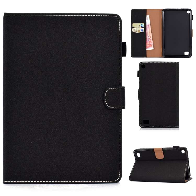 For Kindle Fire 7(2015/2017/2019) Solid Color Tablet PC Universal Magnetic Horizontal ... (Black)