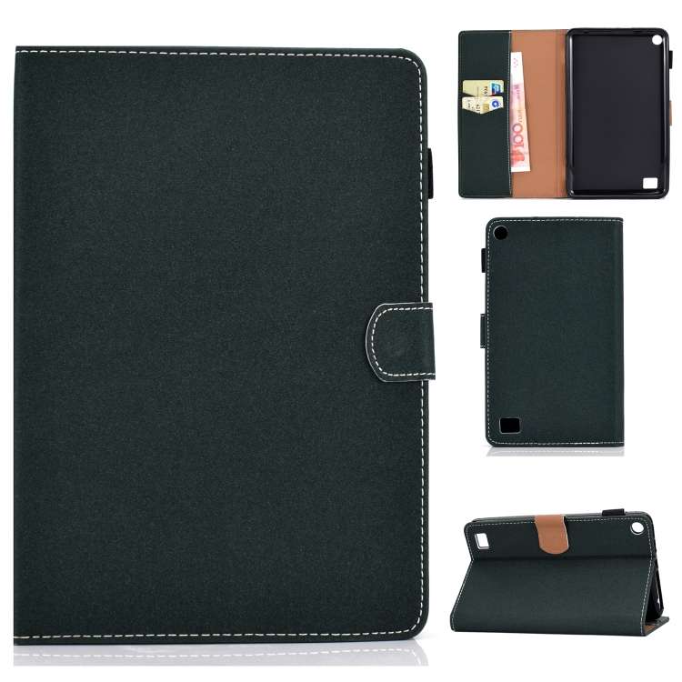 For Kindle Fire 7(2015/2017/2019) Solid Color Tablet PC Universal Magnetic Horizontal ... (Green)
