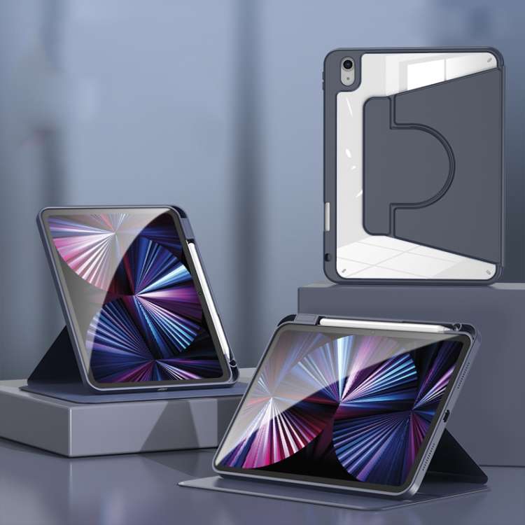 2 in 1 Acrylic Split Rotating Leather Tablet Case For iPad Air 11 2024 / 2022 / 20 ... (Dark Blue)