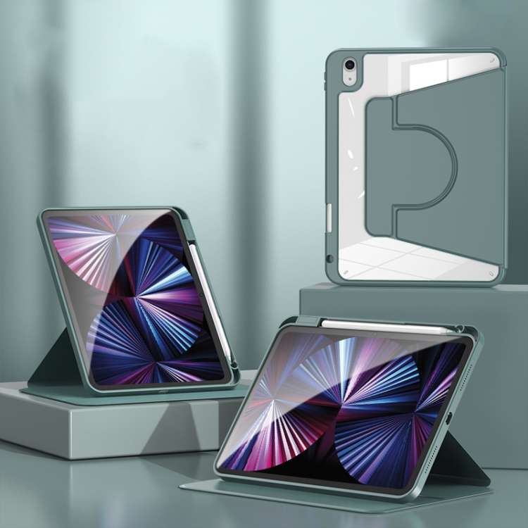 2 in 1 Acrylic Split Rotating Leather Tablet Case For iPad 10.2 2021 / 202 ... (Pine Needle Green)