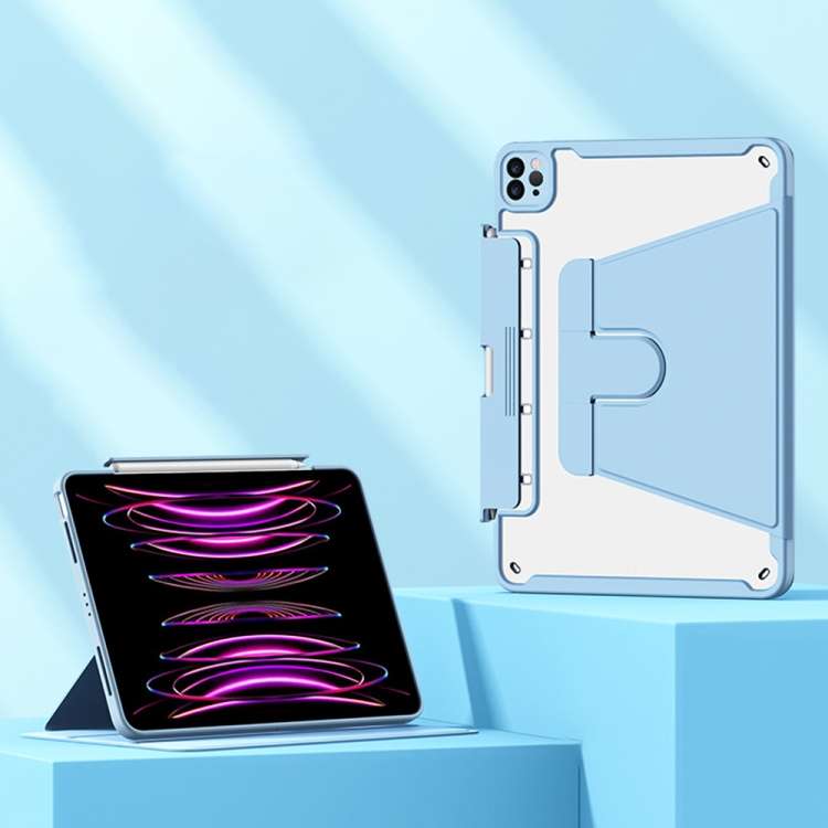 Detachable Rotating Leather Tablet Case For iPad Pro 12.9 2022 / 2020 / 2021 / 2018(Blue)