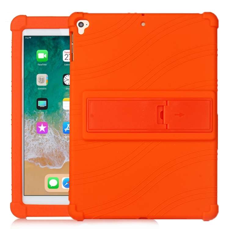 For iPad 6 (9.7 Universal) Tablet PC Silicone Protective Case with Invisible Bracket(Orange)