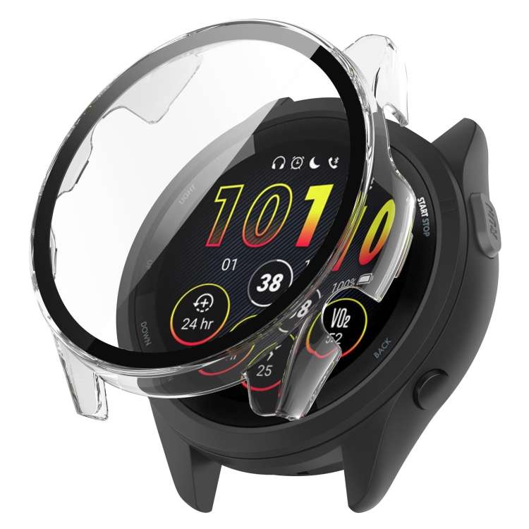 For Garmin Forerunner 265S PC + Tempered Glass Film Integrated Watch Prote ... (Transparent White)