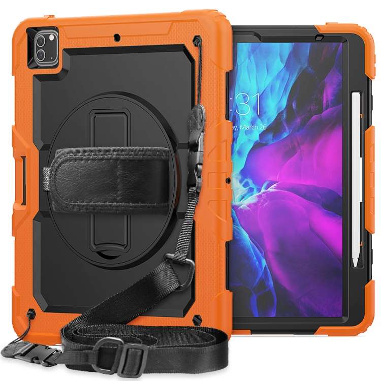 For iPad Pro 12.9 (2020) Shockproof Colorful Silicone + PC Protective Tablet Case wit ... (Orange)