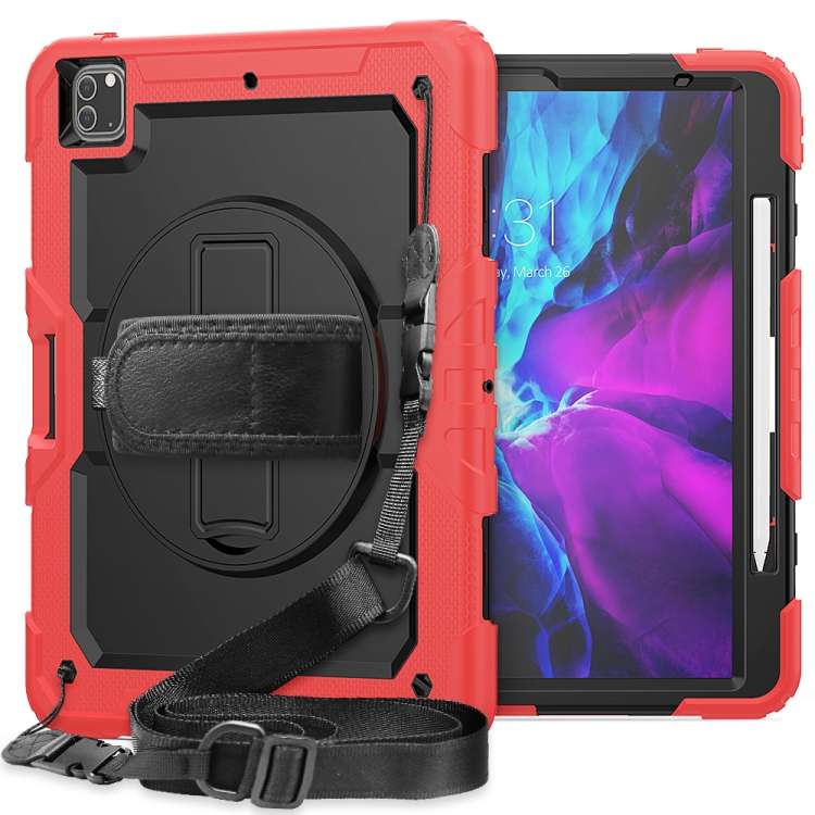 For iPad Pro 12.9 (2020) Shockproof Colorful Silicone + PC Protective Tablet Case with H ... (Red)