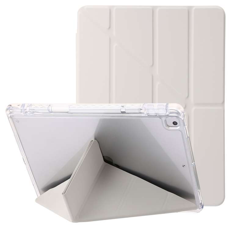 For iPad 10.2 2021 / 2020 / 10.5 Clear Acrylic Deformation Leather Tablet Case(Grey)