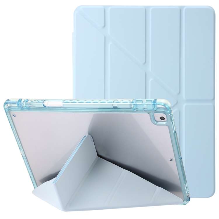 For iPad 10.2 2021 / 2020 / 10.5 Clear Acrylic Deformation Leather Tablet Case(Ice Blue)