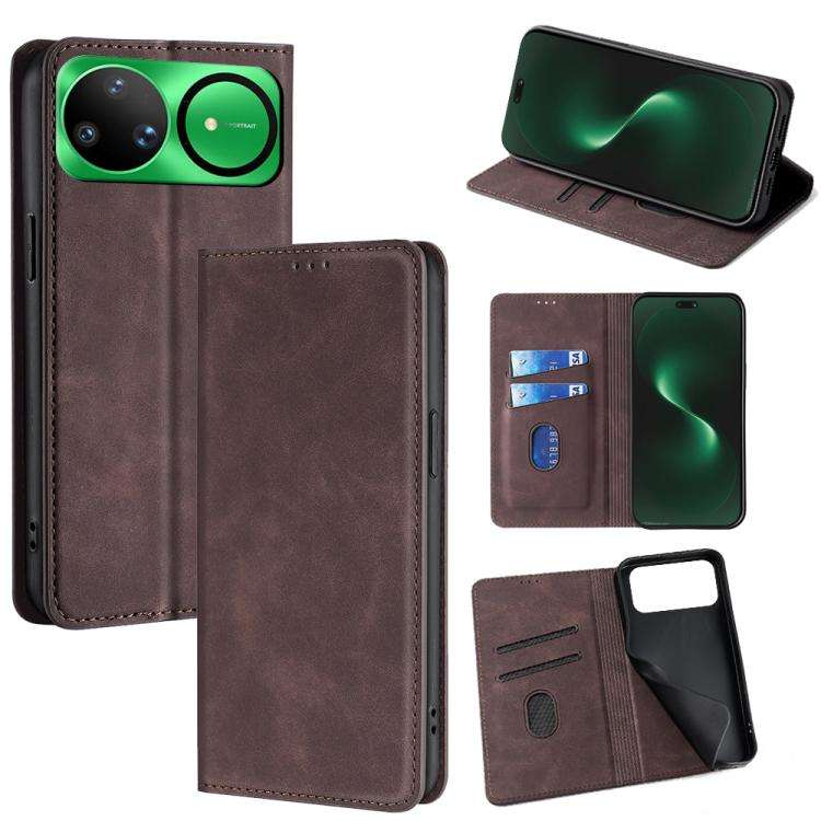 For Huawei nova 15 Ultra Skin Feel Magnetic Leather Phone Case(Dark Brown)