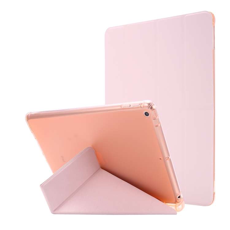 For iPad 10.2 2021 / 2020 / 2019 Airbag Deformation Horizontal Flip Leather Case with H ... (Pink)