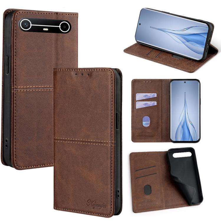For Tecno Pova Slim 5G / Spark Slim 4G Cow Texture Magnetic Leather Phone Case(Dark Brown)