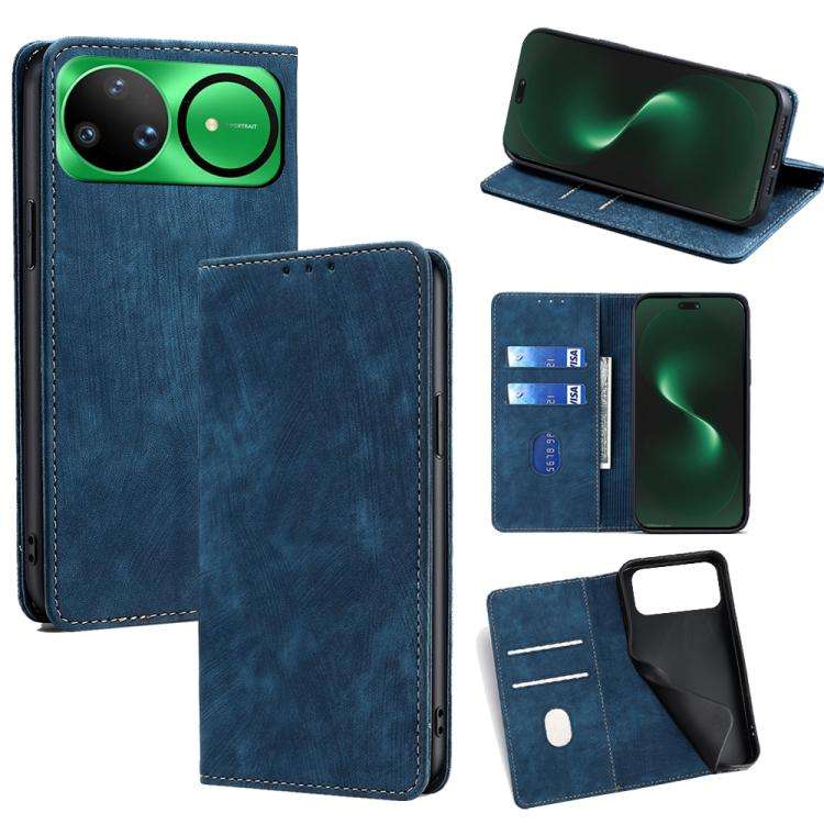 For Huawei nova 15 Ultra RFID Anti-theft Brush Magnetic Leather Phone Case(Blue)