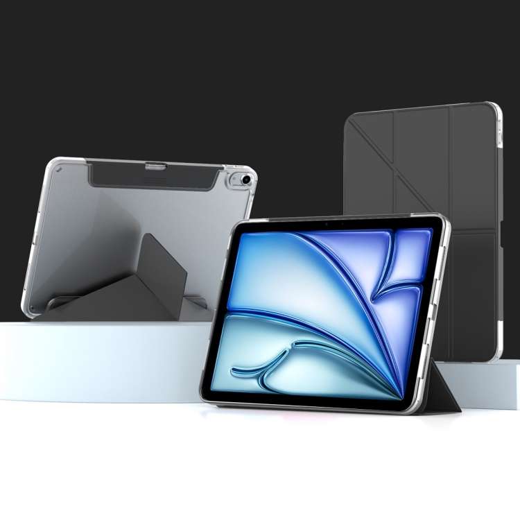 For iPad Air 13 2026 / 2025 / 2024 Mutural Deformation Stand Smart Leather Tablet Case(Black)
