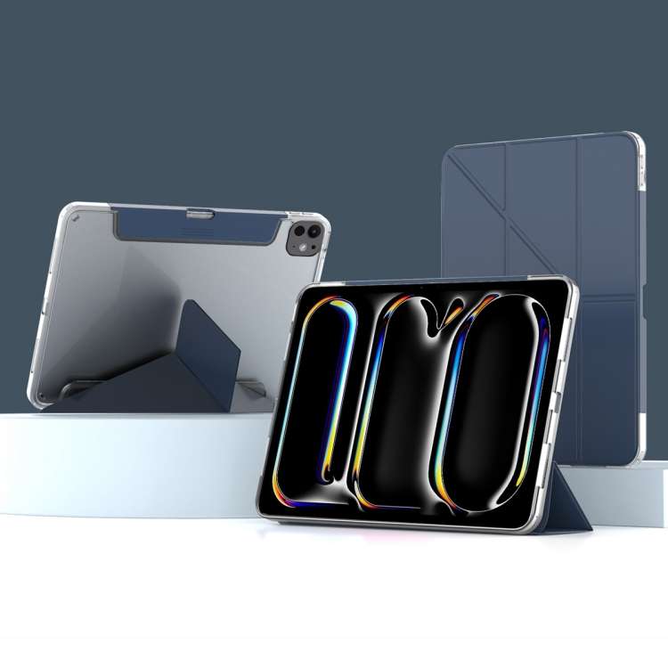 For iPad Pro 13 2025 / 2024 Mutural Deformation Stand Smart Leather Tablet Case(Dark Blue)