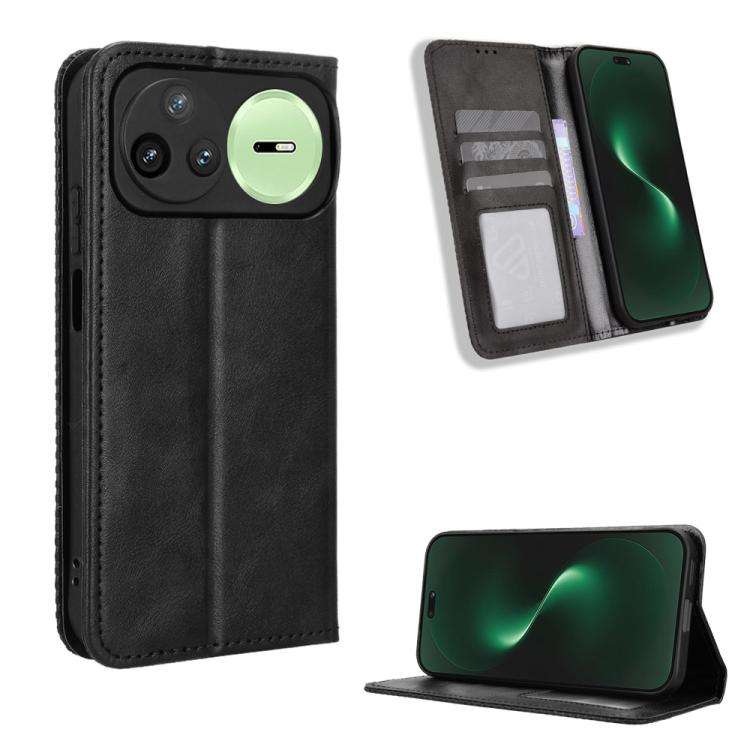 For Huawei nova 15 Pro / 15 Ultra Magnetic Buckle Retro Texture Leather Phone Case(Black)
