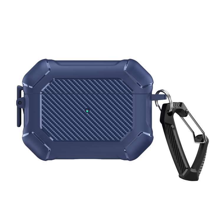 For AirPods Pro 2 Carbon Brazing Dimension TPU+PC Headphone Protective Cover with Switc ... (Blue)