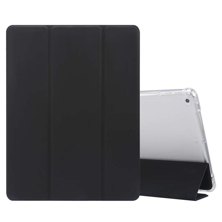 For iPad 9.7(2018)/(2017)/Air 2/Air 3-folding Electric Pressed Skin Texture Horizontal ... (Black)